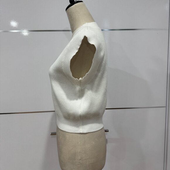 NEW Cherry Embroidered Knit Vest in White, Size M - Picture 11 of 15